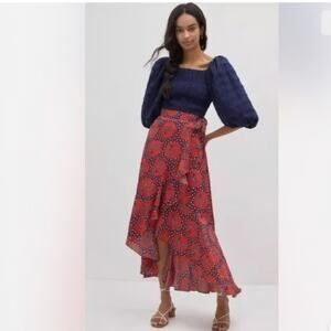Anthropologie Liv Lee Ruffled Wrap Maxi Skirt Size XS